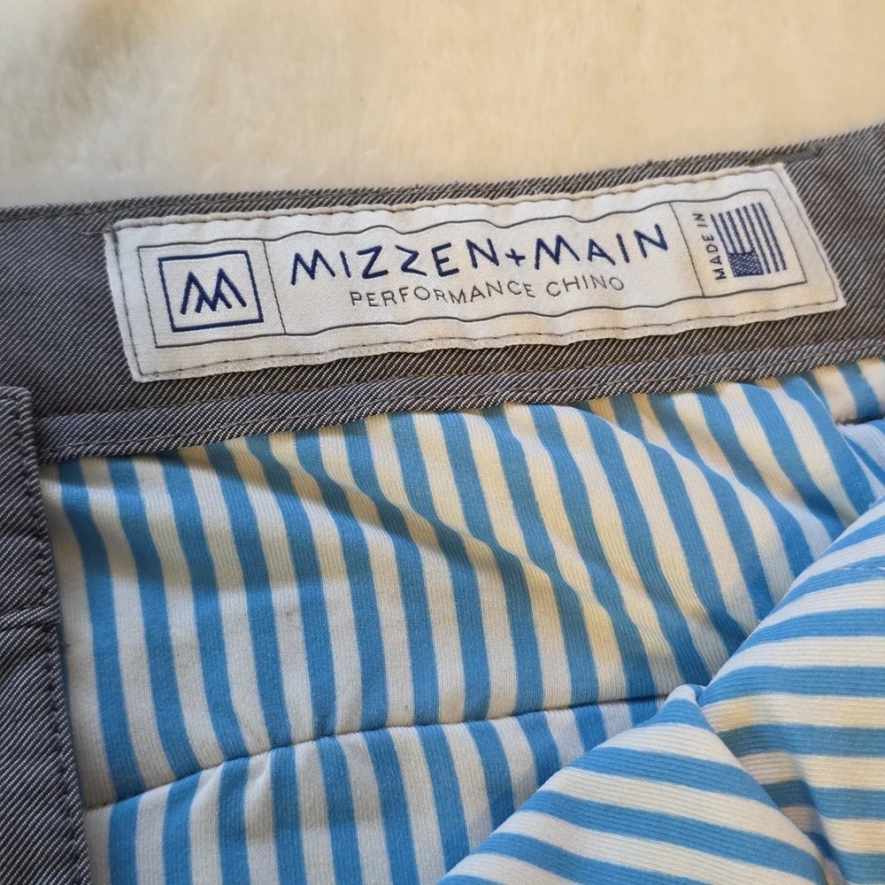 Mizzen & Main Performance Chino Mens Pants 34x29 Solid Light Blue Cotton Blend